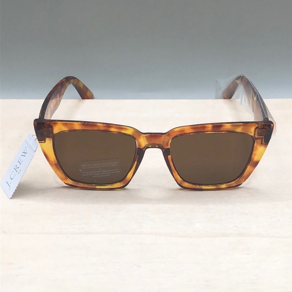J.crew ambery tortoise trendy sunglasses new cat eye frame square lens.